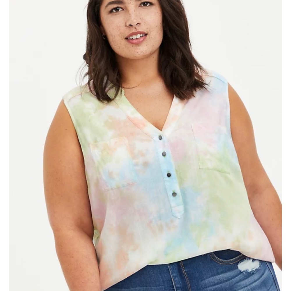 TORRID HARPER - MULTI TIE-DYE RAYON PULLOVER TANK
